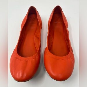 Tory Burch 9.5 Eddie Red Soft Scrunch Ballet Flats